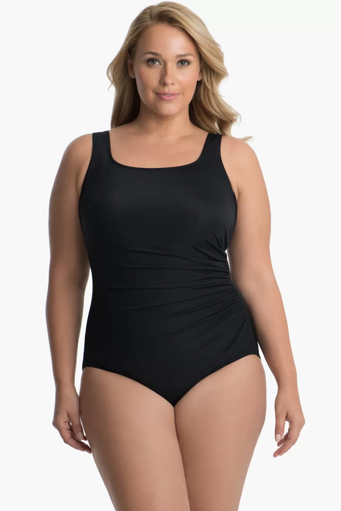 Plus Size Solid Sideswipe One Piece Swimsuit | Miraclesuit Clearance